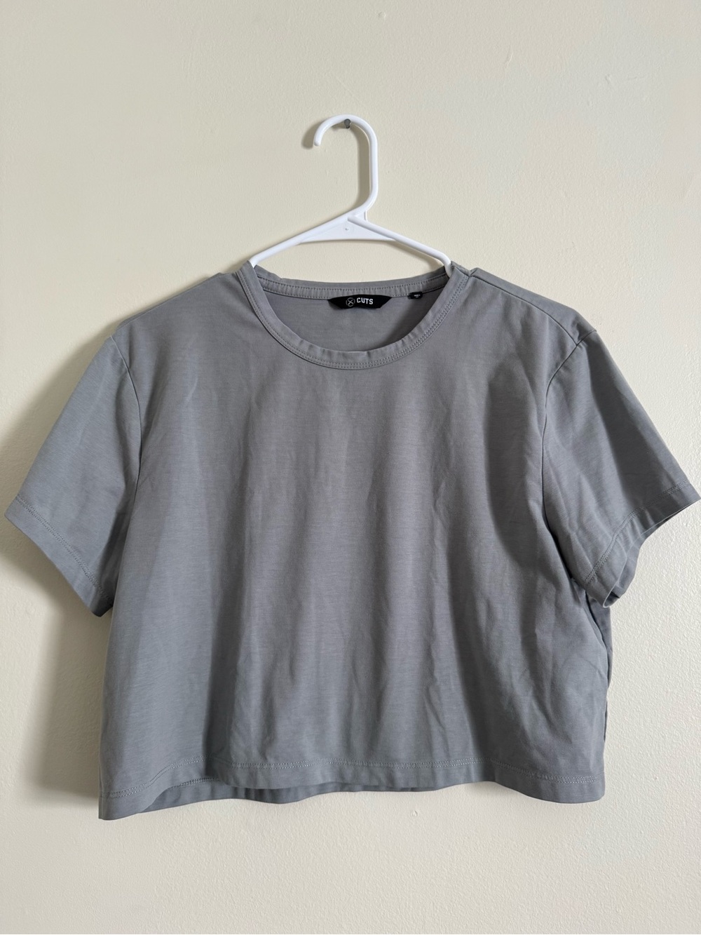 Cuts Grey Cropped Crewneck Tee
